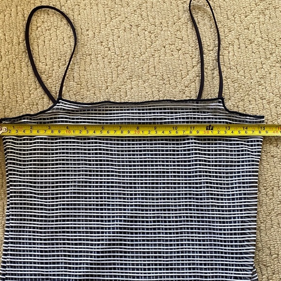 Armani Collezioni Sheer Blue White Striped Tank - Picture 7 of 8